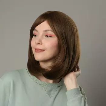 Парик искусственный, с челкой, имитация кожи, 30 см, цвет русый