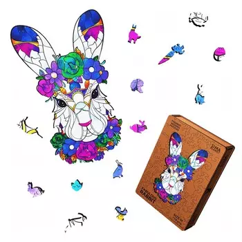 Пазл фигурный деревянный fabulous rabbit, размер 17х27 см, 118 деталей