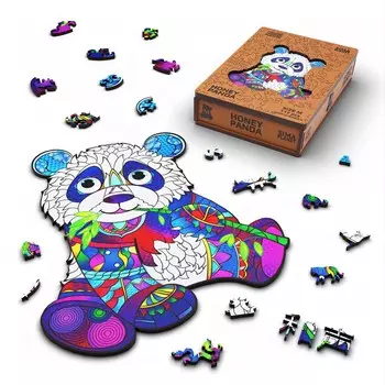 Пазл фигурный деревянный honey panda, размер 22х25 см, 117 деталей