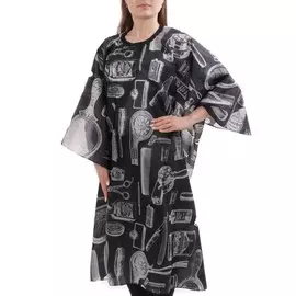 Пеньюар парикмахерский, черный, белый