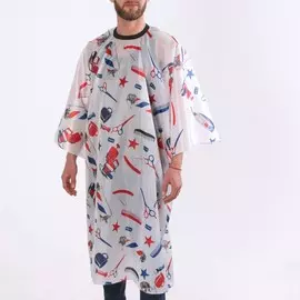 Пеньюар парикмахерский, белый, синий, красный