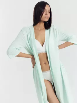 Пеньюар женский мятно-голубой в горошек