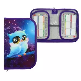 Пенал 1 секция, 130 х 210 х 40 мм, 2 откидные планки, тканевый, calligrata top, content