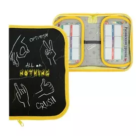 Пенал 1 секция, 130 х 210 х 40 мм, 2 откидные планки, тканевый, calligrata top, content