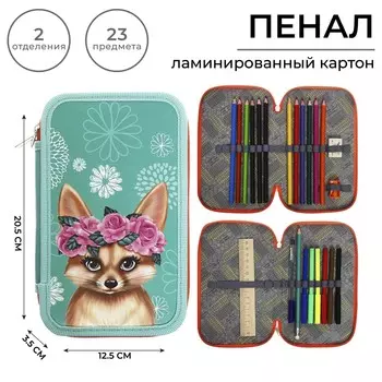 Пенал 2 секции, 125 х 205 мм, с наполнением 23 предмета, calligrata