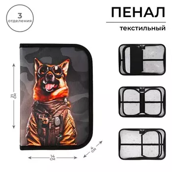 Пенал школьный, 3 секции, 14214 см