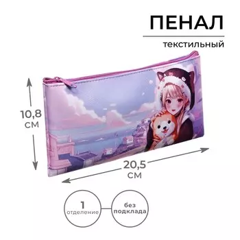 Пенал школьный, текстиль, плоский, 10.820.5 см