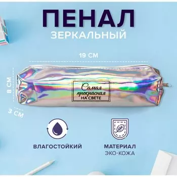 Пенал мягкий 1 отделение, 80 х 190 х 30 мм, кожзам зеркальный