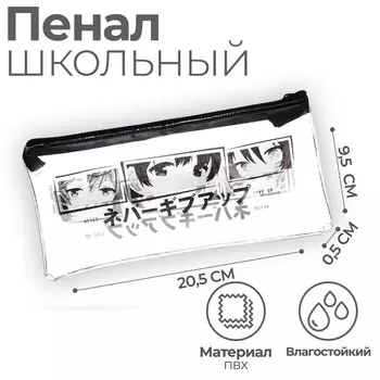 Пенал школьный, плоский, пвх, 9.520.5 см