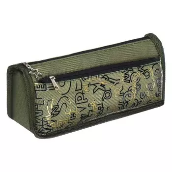 Пенал мягкий 2 отделения, 80 х 210 х 65 мм, объемный, calligrata, хаки