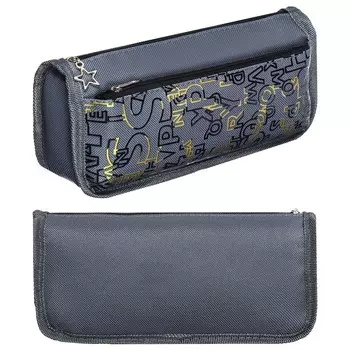 Пенал мягкий 2 отделения, 80 х 210 х 65 мм, объемный, calligrata, серый