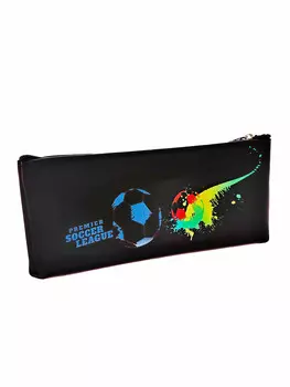 Пенал школьный на молнии футбол черный