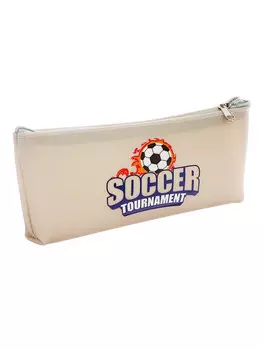 Пенал школьный на молнии футбол серый