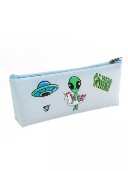 Пенал школьный на молнии инопланетянин голубой