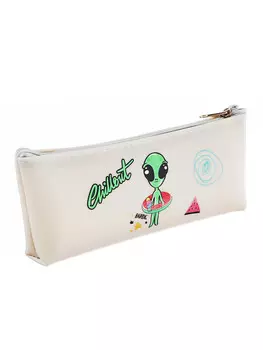 Пенал школьный на молнии инопланетянин серый