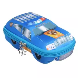 Пенал школьный на молнии машина голубая