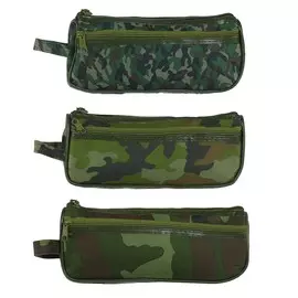 Пенал школьный на молнии микс, 2 отделения, милитари