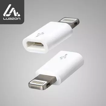 Переходник luazon le-015, с microusb на lightning, 1 шт, белый