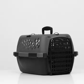 Переноска для животных с пластиковой дверью, 403226, серая