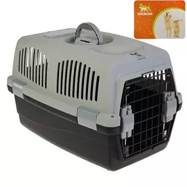 Переноска для животных с 2 люками и креплением для наплечного ремня 583737,до12 кг, сер/черн