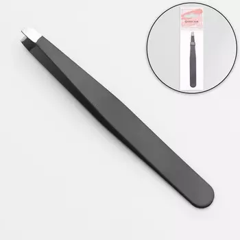 Пинцет прямой, широкий, 9,5 см, цвет черный