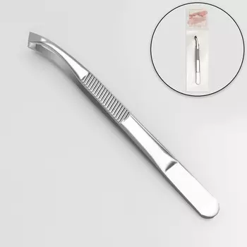 Пинцет скошенный, широкий, 8,5 см, цвет серебристый