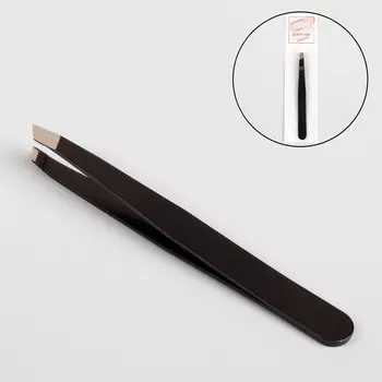 Пинцет скошенный, широкий, 9,5 см, цвет черный