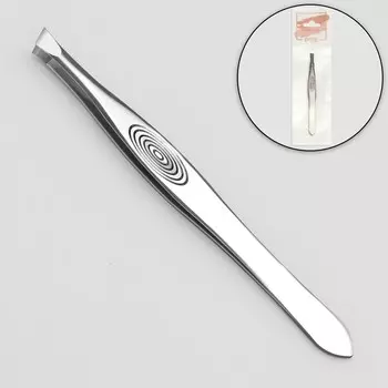 Пинцет скошенный, узкий, 9 см, цвет серебристый