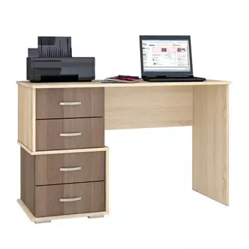 Письменный стол сити-2, 1200х500х750, дуб сонома/ясень шимо темный