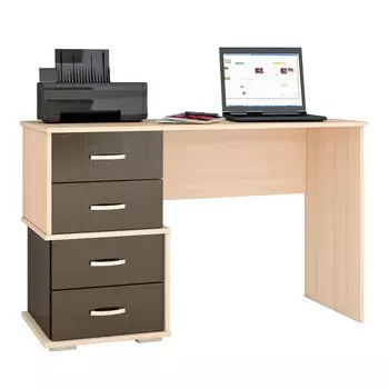 Письменный стол сити-2, 1200х500х750, дуб молочный/венге