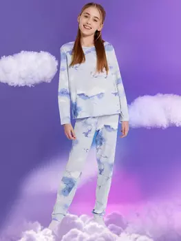 Пижама детская голубая с принтом