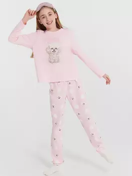 Пижама для девочек розовая с принтом