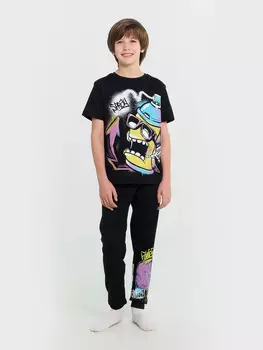 Пижама для мальчиков черная с принтом