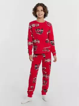 Пижама для мальчиков красная с принтом