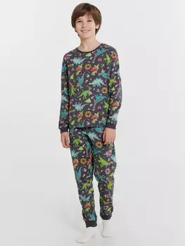 Пижама для мальчиков серая с принтом