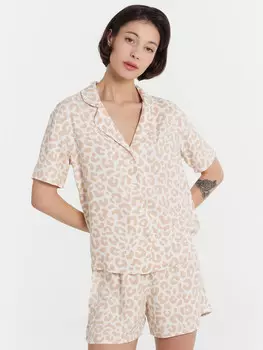 Пижама женская бежевая с леопардовым принтом