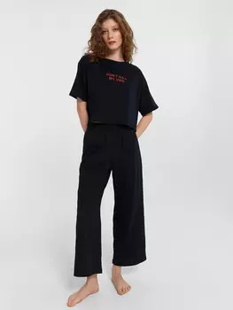 Пижама женская черная с надписью