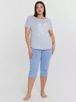 Пижама женская голубая с принтом