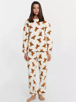 Пижама женская кремовая с мишками