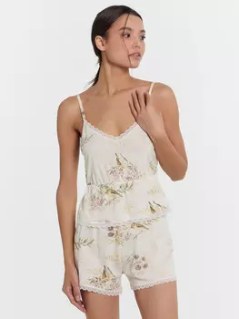 Пижама женская кремовая с принтом