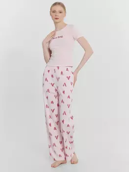 Пижама женская розовая с принтом