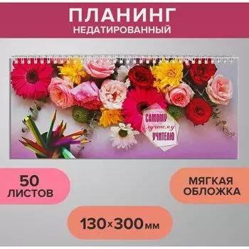 Планинг недатированный 130 х 300 мм, 50 листов, на гребне, мягкая обложка,