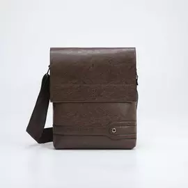 Планшет мужской на молнии, наружный карман, длинный ремень, цвет коричневый