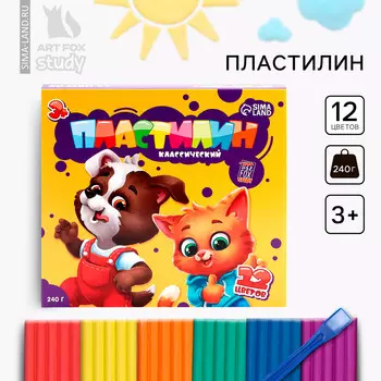 Пластилин 12 цветов мягкий 240 г