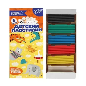 Пластилин calligrata, 6 цветов, 90 г