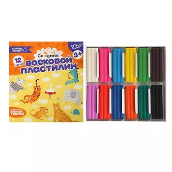 Пластилин мягкий (восковой) calligrata, 12 цветов, 180 г
