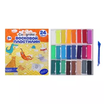 Пластилин мягкий (восковой) calligrata, 24 цвета, 360 г