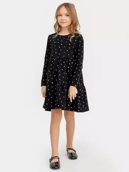 Платье для девочек черное с сердечками