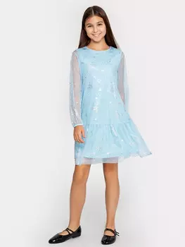 Платье для девочек голубое с принтом