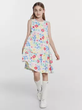 Платье для девочек молочное с цветами